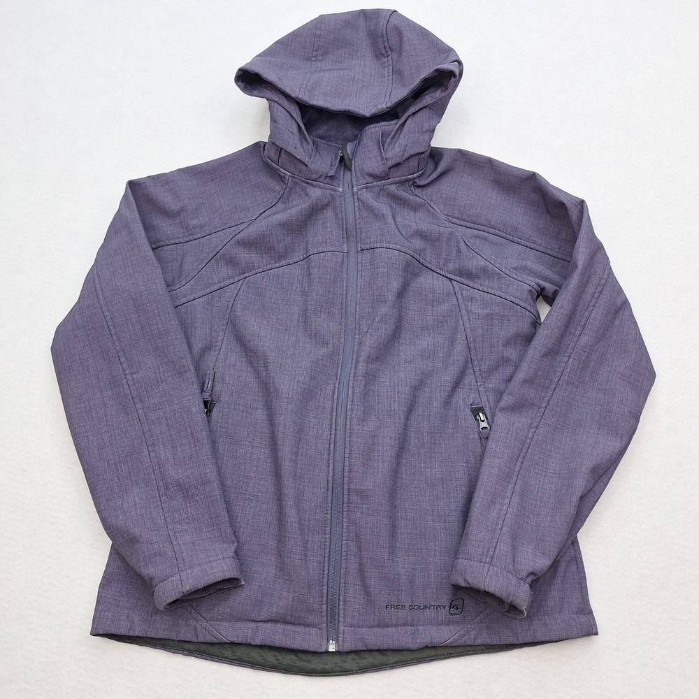 Free Country Coat Womens Medium Purple Hooded Softshell Jacket Water Resistant